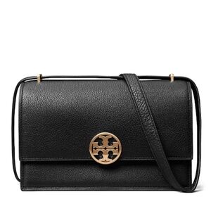 Tory Burch Miller Pebbled Leather Shoulder Bag Black